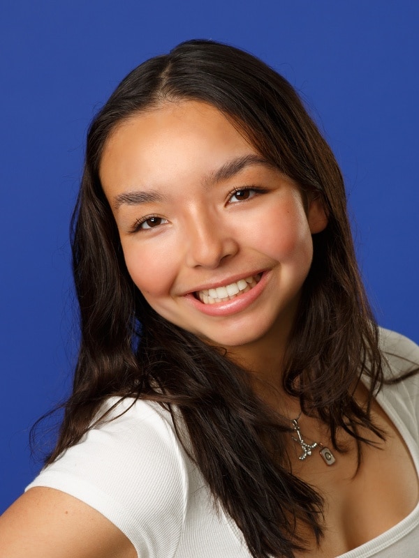 Jones-family-orthodontics-kim Girl with brown hair smiling after braces at jones family orthodontics in monroe, wa